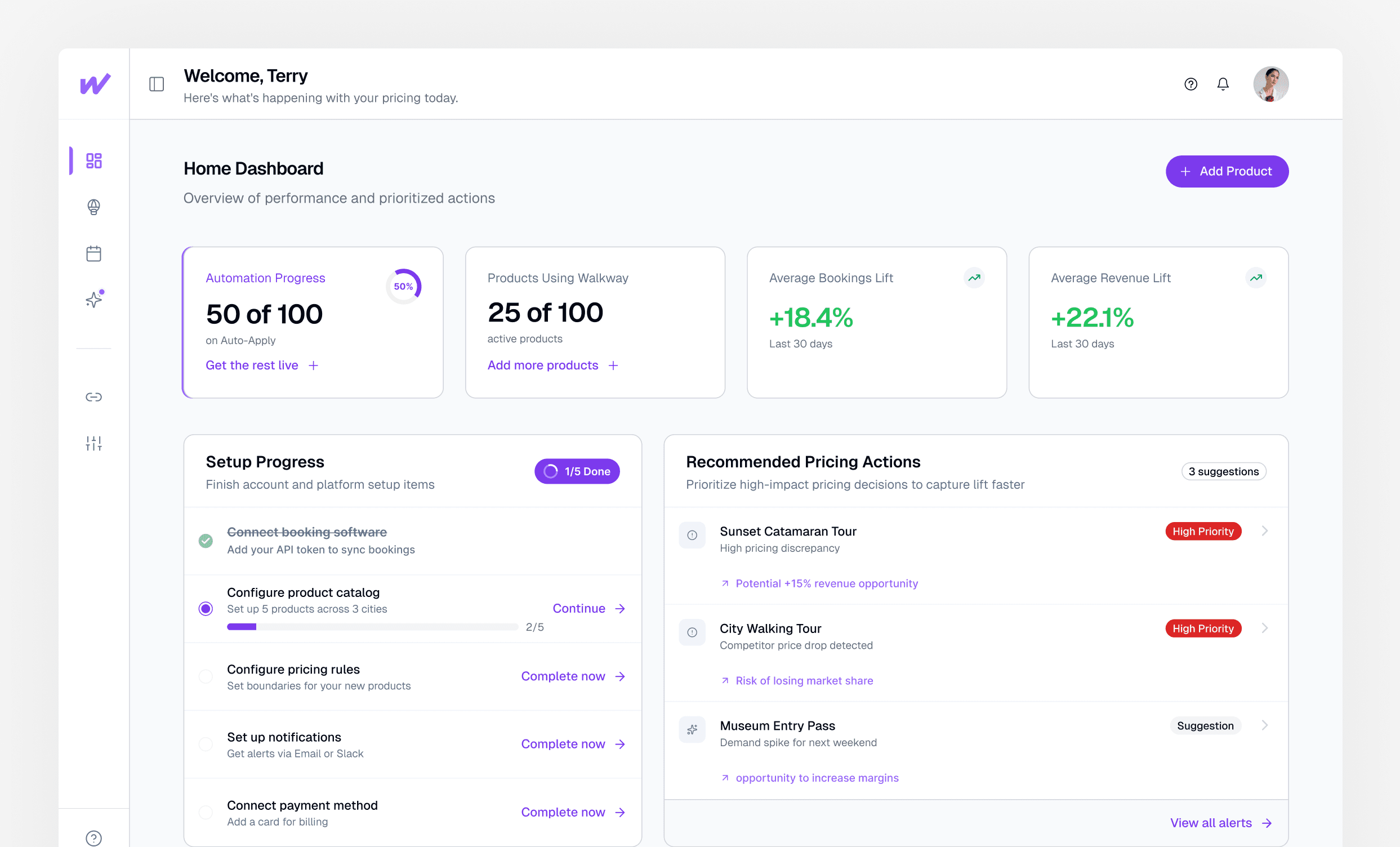 Walkway dashboard