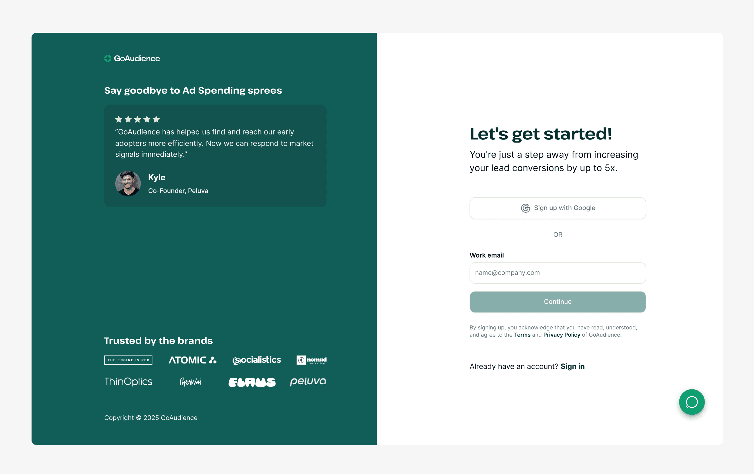 GoAudience screen